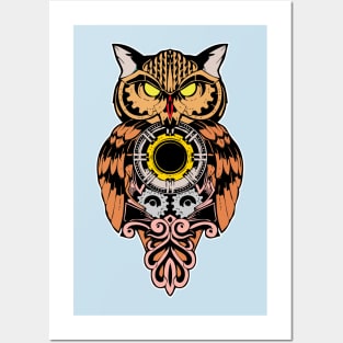 owl clock Posters and Art